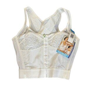Vintage Gelmart Longline Posture Bra Front Hook Lace Size 34B White Corset NEW